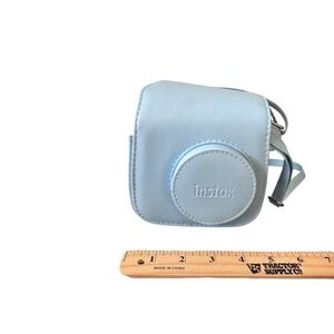 Fujifilm Instax Mini Camera Case Light Blue Synthetic Leather Crossbody Strap